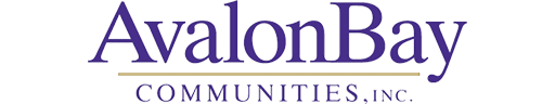 Logo of avalonbay communities, featuring stylized text "avalonbay" in purple with "communities" underneath in gold on a white background.