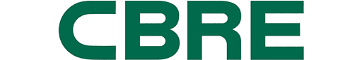 Logo of cbre group, featuring the company name in bold green capital letters.
