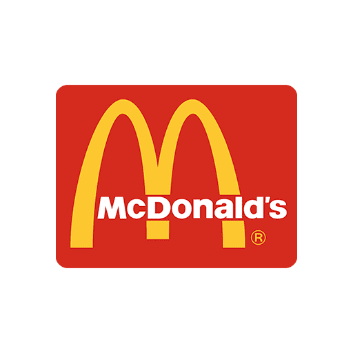 Mcdonald's logo featuring a large yellow "m" arch on a red background with the word "mcdonald's" below it.